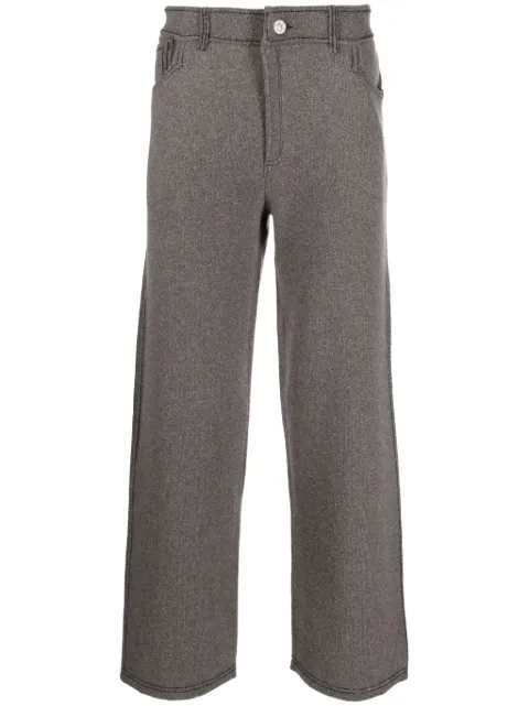 Barrie contrast-stitching denim-effect trousers Brown C85684