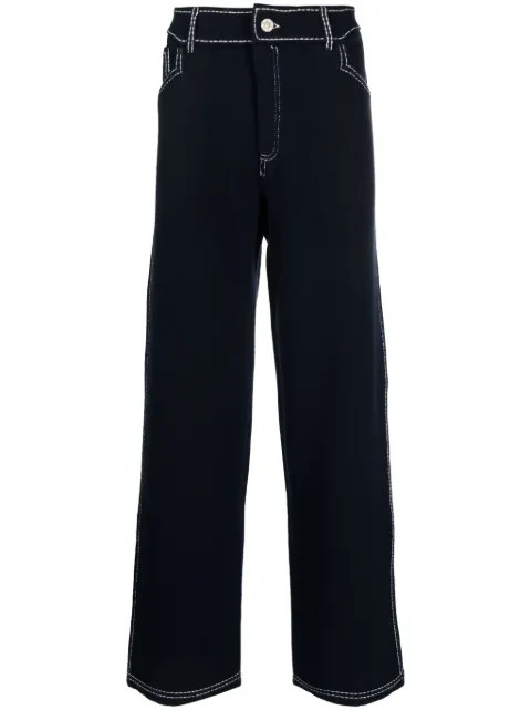 Barrie contrast-stitching denim-effect trousers Blue C85684