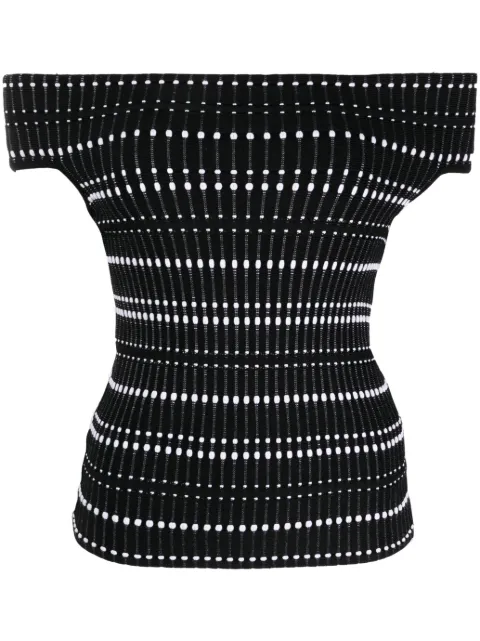 Alexander McQueen open-knit off-shoulder top Black 758551Q1A6P