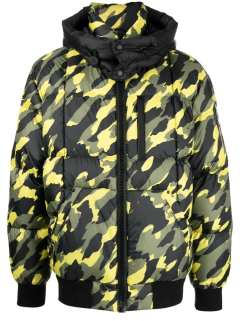Moose Knuckles camouflage-print hooded bomber jacket Yellow M32MJ176H