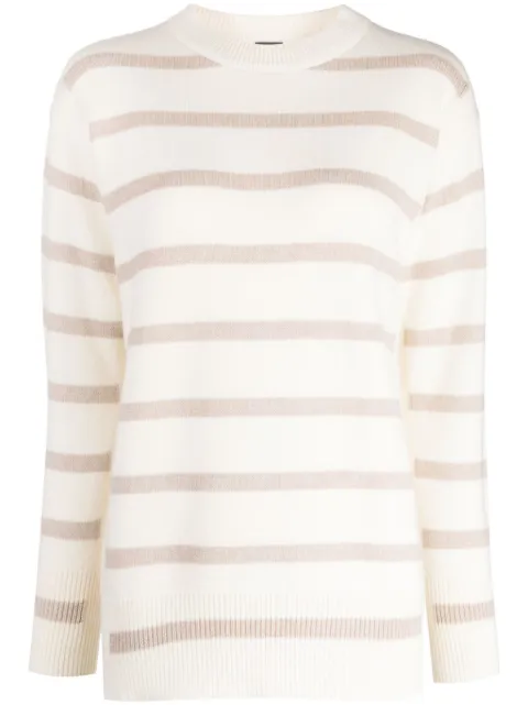 Lorena Antoniazzi striped crew-neck jumper Neutrals I22136GM36A2472