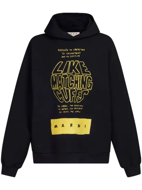 Marni slogan-print cotton hoodie Black FUMU0067PEUSCV83