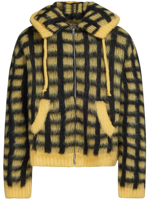 Marni checked mohair-blend cardigan Yellow CDMG0116Q0UFU161