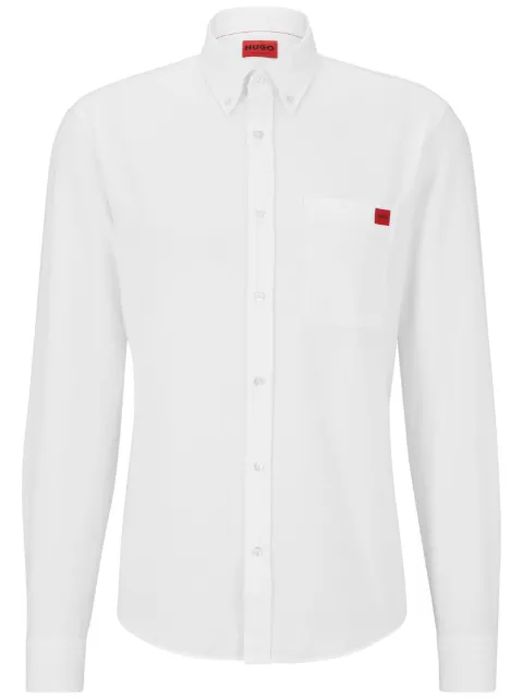 HUGO logo-appliqué cotton shirt White 50479302