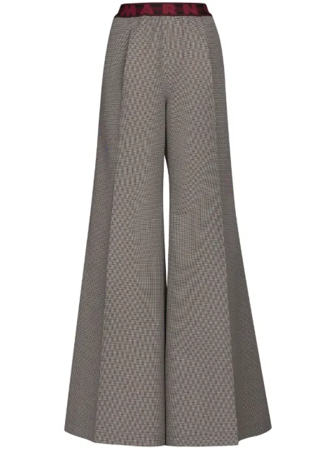 Marni logo-waistband checked trousers Multicolour PAMA0428U0UTWA03