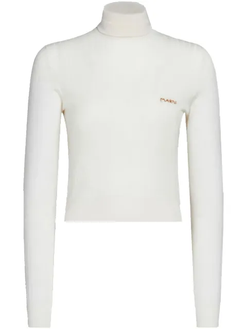 Marni logo-embroidered ribbed jumper White DVMD0153A0UFZ622