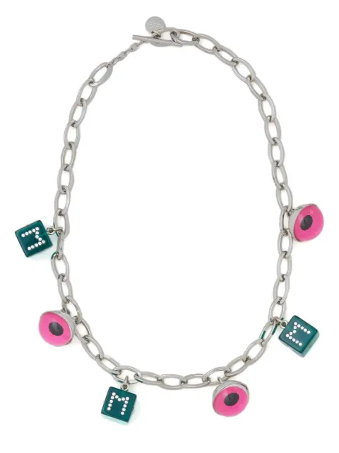 Marni dice-motif charm necklace Blue COZB0102A0M2000