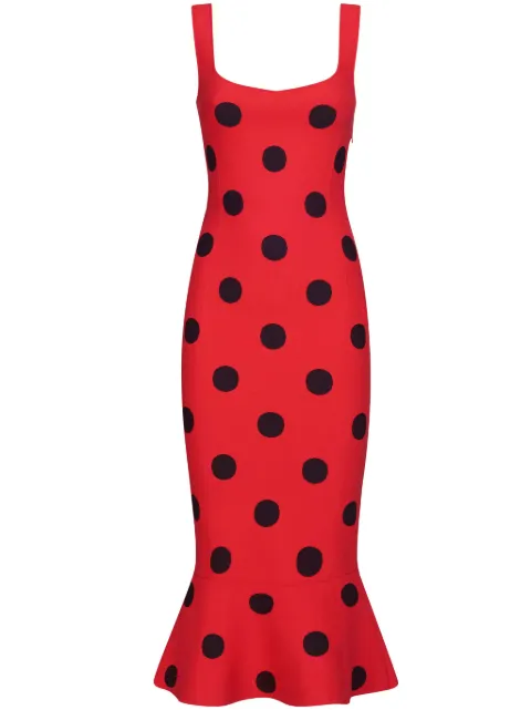 Marni polka dot-print midi dress Red ABMD0181Q2UFV113