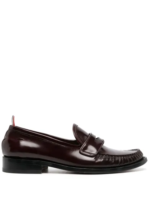 Thom Browne soft spazzolato leather sole pleated Varsity loafers Red MFL106AL0043