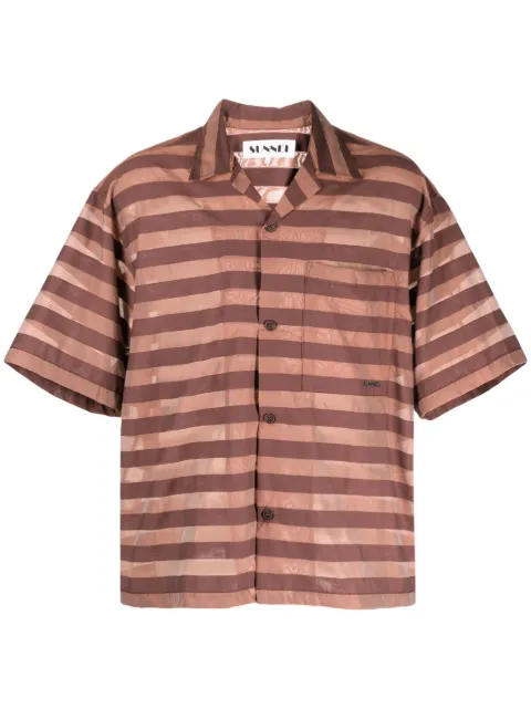 Sunnei striped cotton-blend shirt Red MRTWMSHR021COT047