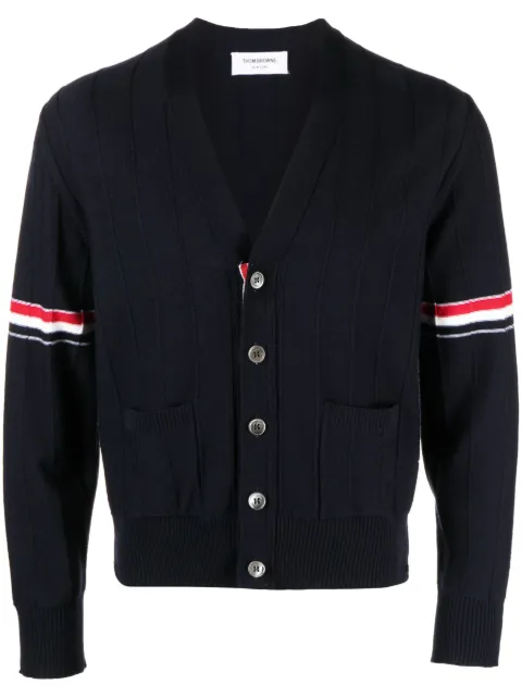 Thom Browne RWB Stripe V-neck cardigan Blue MKC519AY1002
