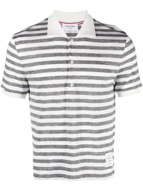 Thom Browne striped linen polo shirt Grey MJP191AJ0119