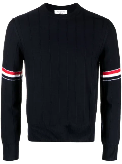 Thom Browne RWB-stripe long-sleeve jumper Blue MKA496AY1002