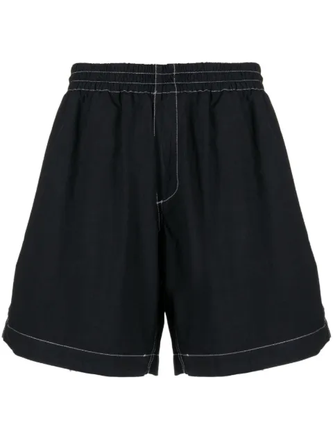Sunnei contrast-stitching cotton shorts Black MRTWMBOT074COT045
