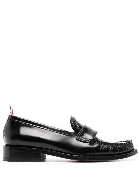 Thom Browne Spazzolato pleated varsity loafers Black FFF173AL0043