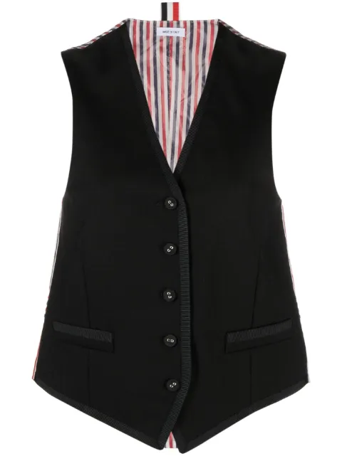 Thom Browne V-neck button-fastening waistcoat Black FVC004B00473
