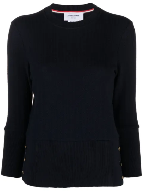 Thom Browne chevron-knit virgin-wool sweater Blue FJS165AJ0081