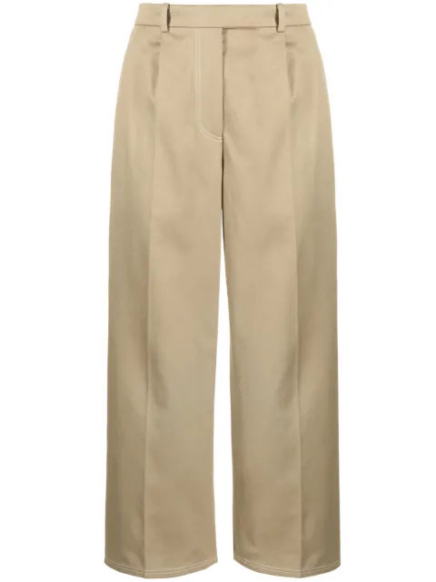 Thom Browne pleated cropped cotton trousers Neutrals FTC482UF0576