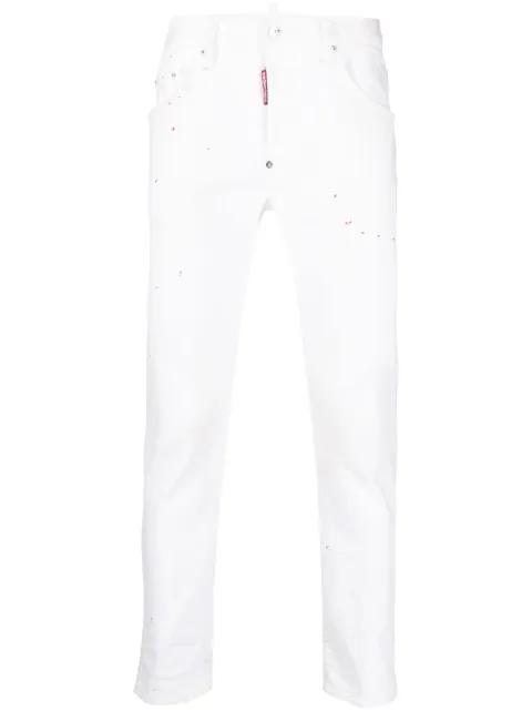 DSQUARED2 Skater paint-splatter skinny jeans White S74LB1356S30733