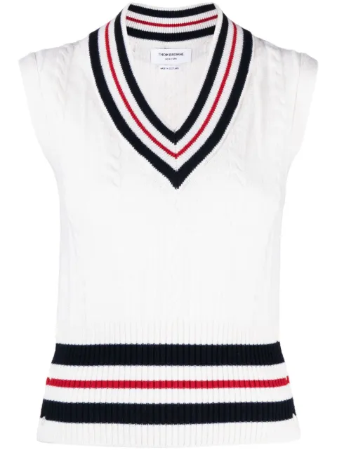 Thom Browne RWB-stripe cashmere top White FKV184AY2001