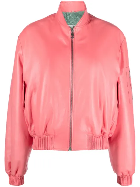 Liska shearling-lined leather bomber jacket Pink A24JACKETLF