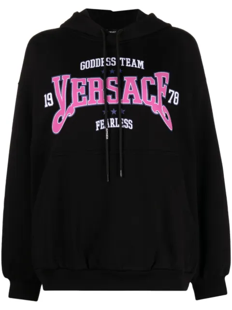 Versace logo-print cotton hoodie Black 10117351A08598