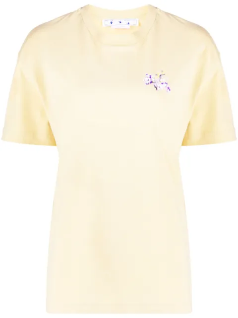 Off-White floral logo-print short-sleeve T-shirt Yellow OWAA089F22JER0165084