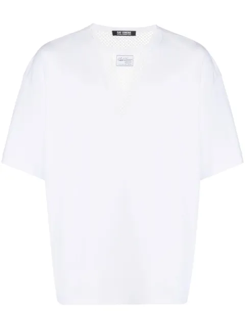 Raf Simons fishnet-panel short-sleeve T-shirt White 231126A19001