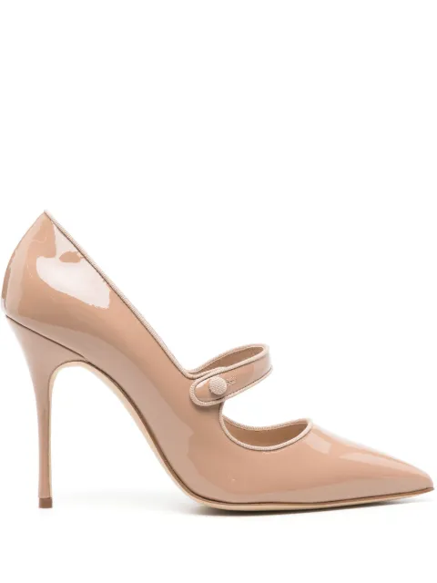 Manolo Blahnik Campari 105mm patent pumps Neutrals 9XX0553