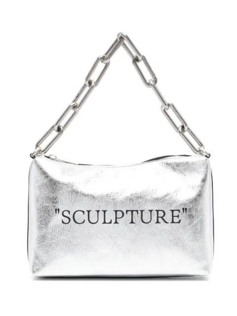 Off-White Block Pouch leather shoulder bag Silver OWNM045F23LEA0027200