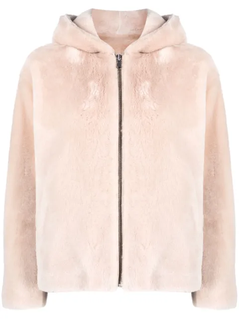 Yves Salomon shearling hooded jacket Neutrals 24WMV60661MER4