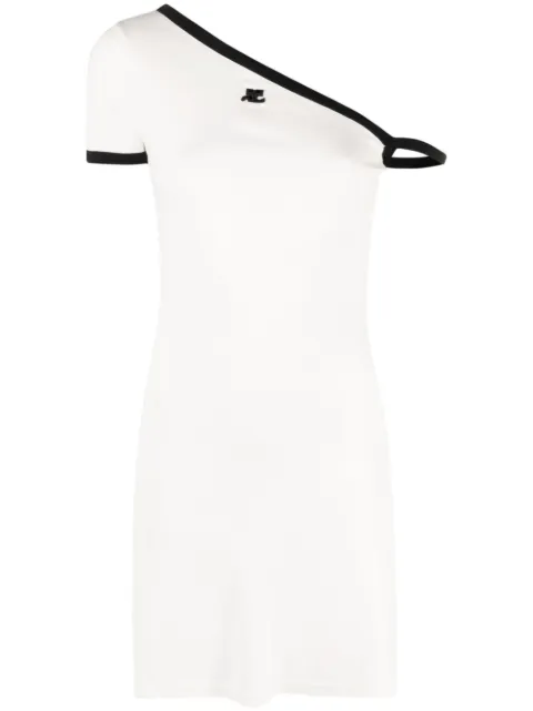 Courrèges logo-patch asymmetric cotton minidress White 223JRO227JS0070