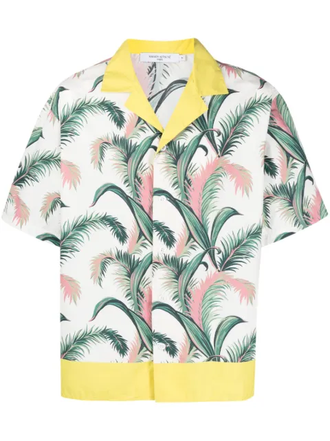 Maison Kitsuné botanical-print short-sleeve shirt White KM00409WC4019