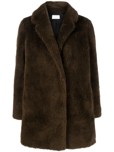 Yves Salomon notched-collar single-breasted coat Brown 23WMM00880LATI