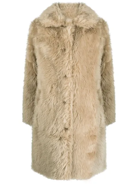 Yves Salomon spread-collar faux-fur coat Neutrals 24WMM00395LATA