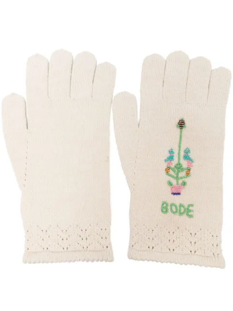BODE logo-embroidered knitted gloves Neutrals MRS23KA002