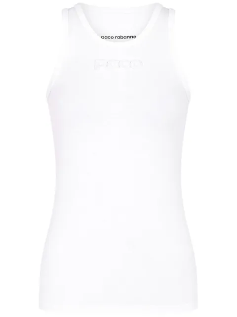 Rabanne logo-devoré cotton tank top White 23AJTE631CO0482