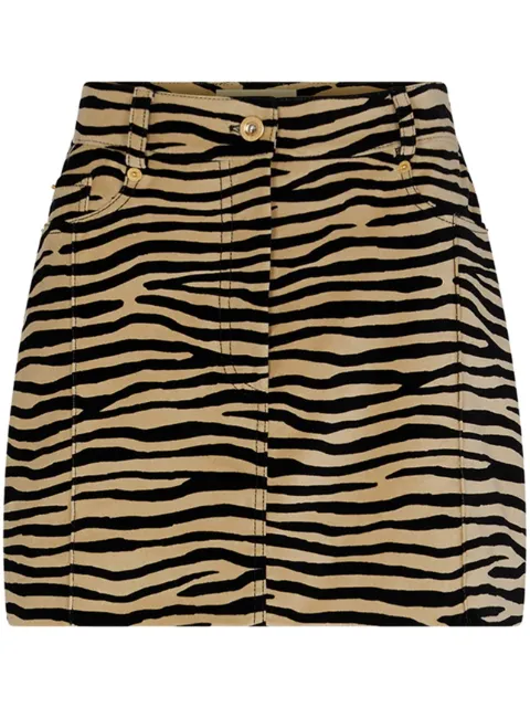 Rabanne tiger-print stretch-cotton miniskirt Neutrals 23ACJU416CO0330