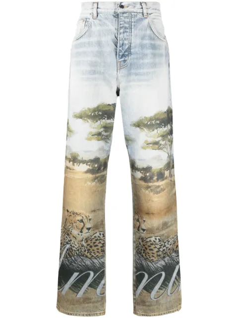 AMIRI graphic-print cotton jeans Blue PF23MDF022