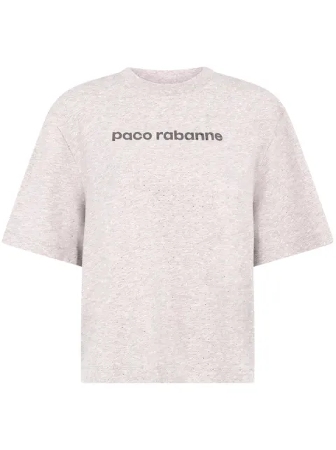 Rabanne logo-print rhinestone T-shirt Grey 23AJTE641CO0479