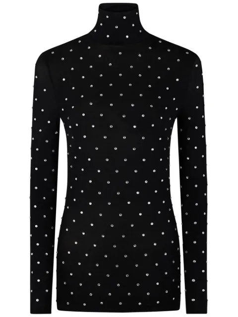 Rabanne crystal-embellished high-neck jersey Black 23AJTO618CU0012