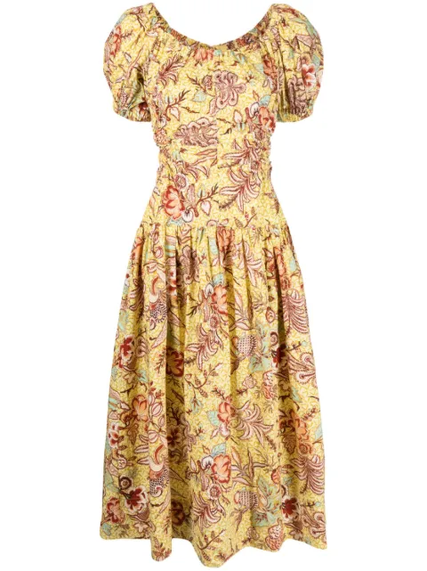 Ulla Johnson Golda floral-print midi dress Yellow PF230105
