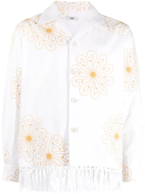BODE Soleil Fringe long-sleeved shirt White MRS23SH065