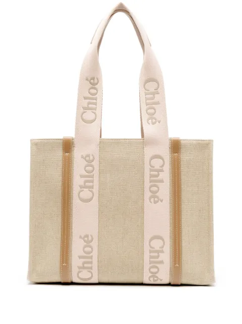 Chloé medium Woody tote bag Neutrals CHC23AS383L17