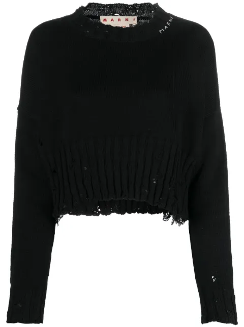 Marni distressed cropped jumper Black GCMD0276A1UFC65200N99