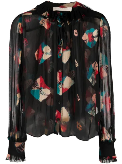 Ulla Johnson abstract-print sheer blouse Black PF230235