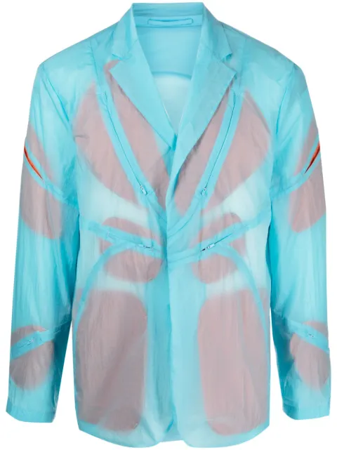 Post Archive Faction semi-sheer notched-lapels jacket Blue 50OJCSB