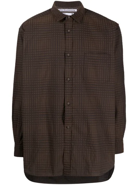 White Mountaineering checked- jacquard long-sleeve shirt Brown WM2371102