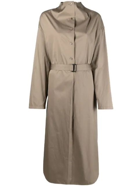 LEMAIRE belted-waist cotton dress Green DR1040LF824
