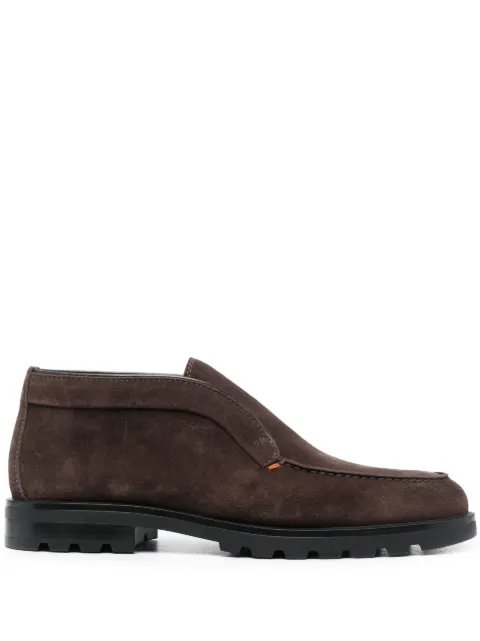 Santoni calf-suede almond-toe loafers Brown MGDC17823NEOBSEYT50